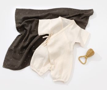 Salopeta petrecuta din muselina, BabyCosy, 100% bumbac organic,